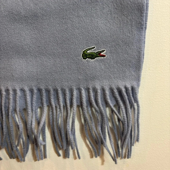 LACOSTE 100% Wool Light  Blue Large Scarf - Picture 3 of 5